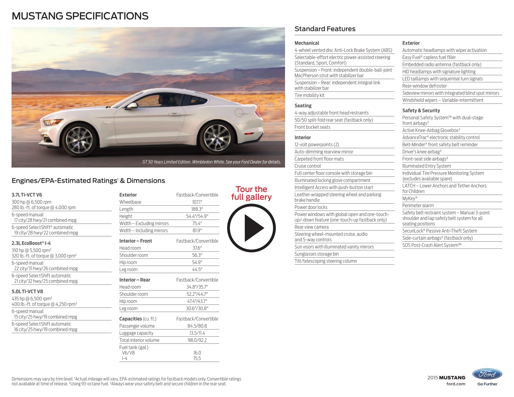 2015 Ford Mustang Brochure Page 7